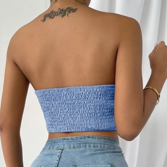 Boho Orange Lace up Bustier Corset Cropped Top - Picture 10 of 15